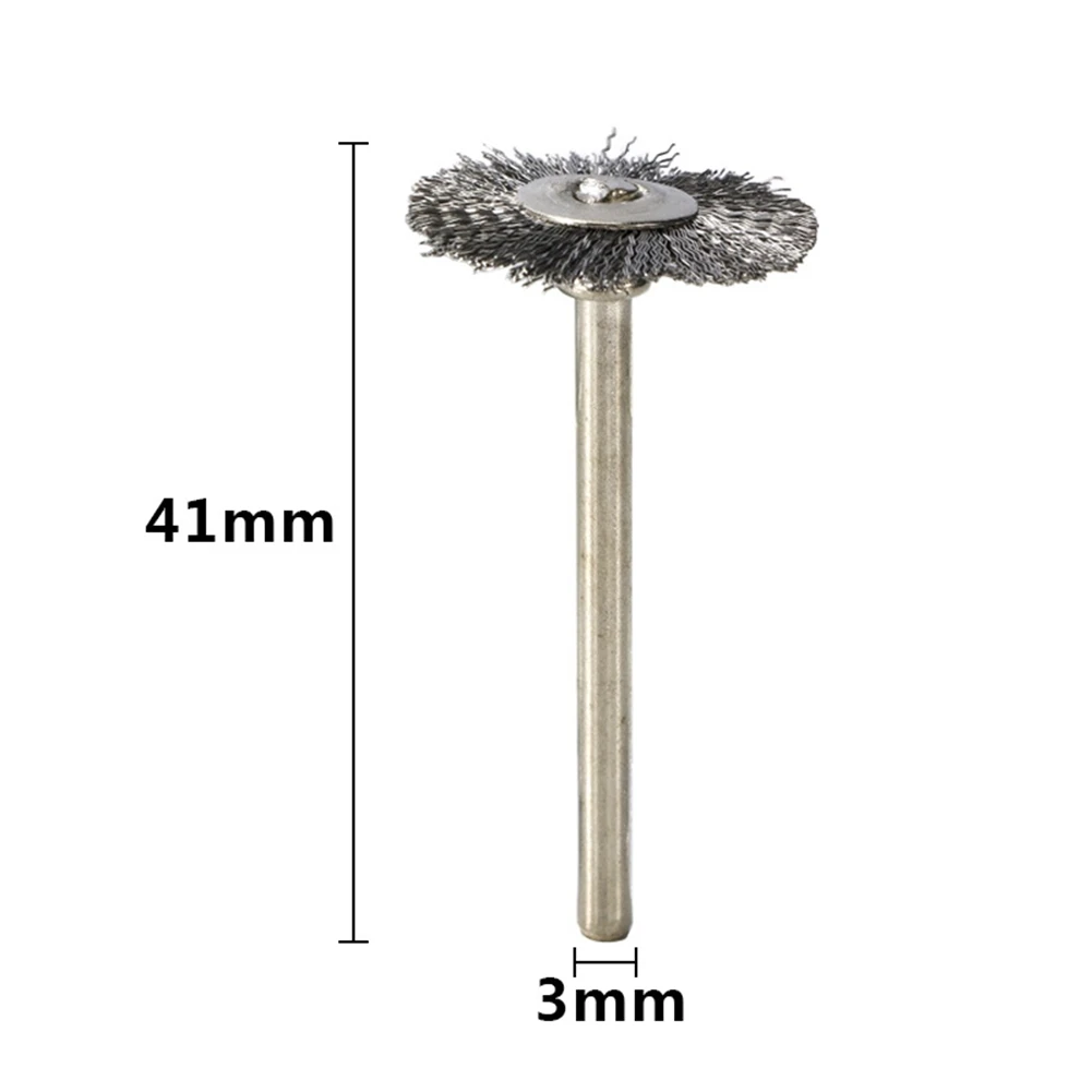 ドレメル回転工具用ミニワイヤーブラシセット、ホイールカップ、真ちゅう、鋼、シャンク、パワー、研磨バフ、3mm、40個