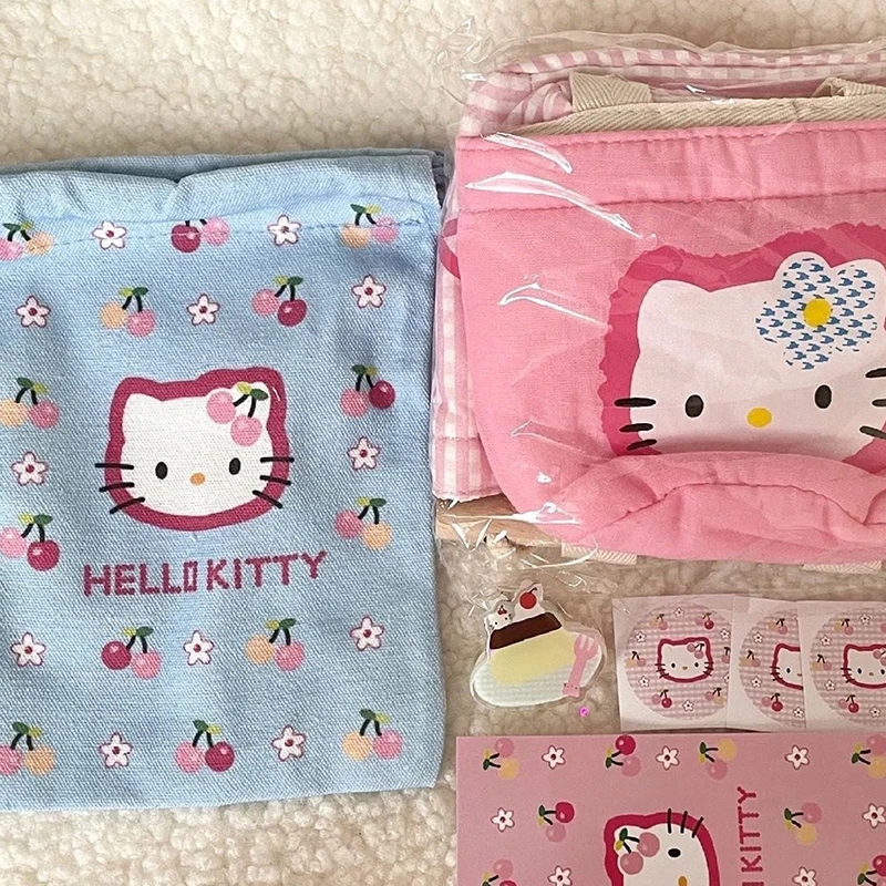 Sanurgente Cartoon Hello Kitty Cat EvaluTravel Sac de rangement cosmétique portable, rouge à lèvres, grande capacité, sac à cordes de proximité, mode