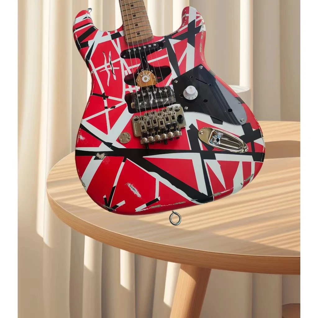 EVH Striped Series Frankenstein Relic Electric Guitar - Red/Black/White