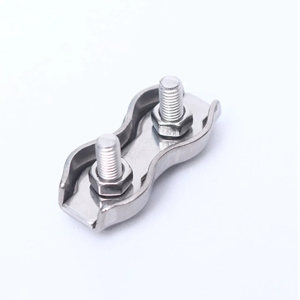 10PCS Wire Rope Clamp Rope Connector Duplex Clamp Stainless Steel For Wire Rope Stainless Steel Double Clamp Head Buckle