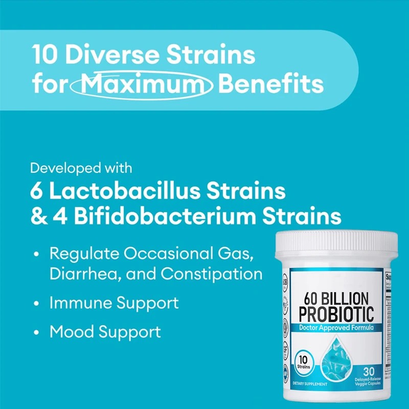 60 Pills 60 Billion Probiotics Capsule Intestinal Immune Support Accelerates Metabolism Accelerates Digestion