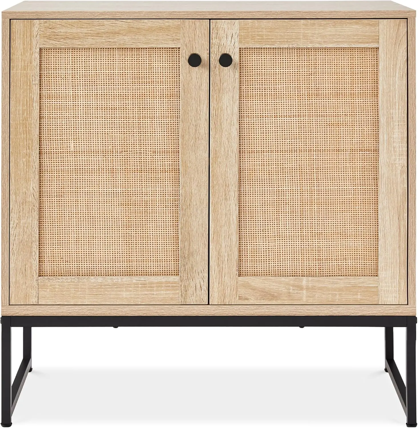 2-Door Rattan Storage Cabinet, Accent Furniture, Multifunctional Cupboard for Living Room, Hallway, Kitchen, Sideboard