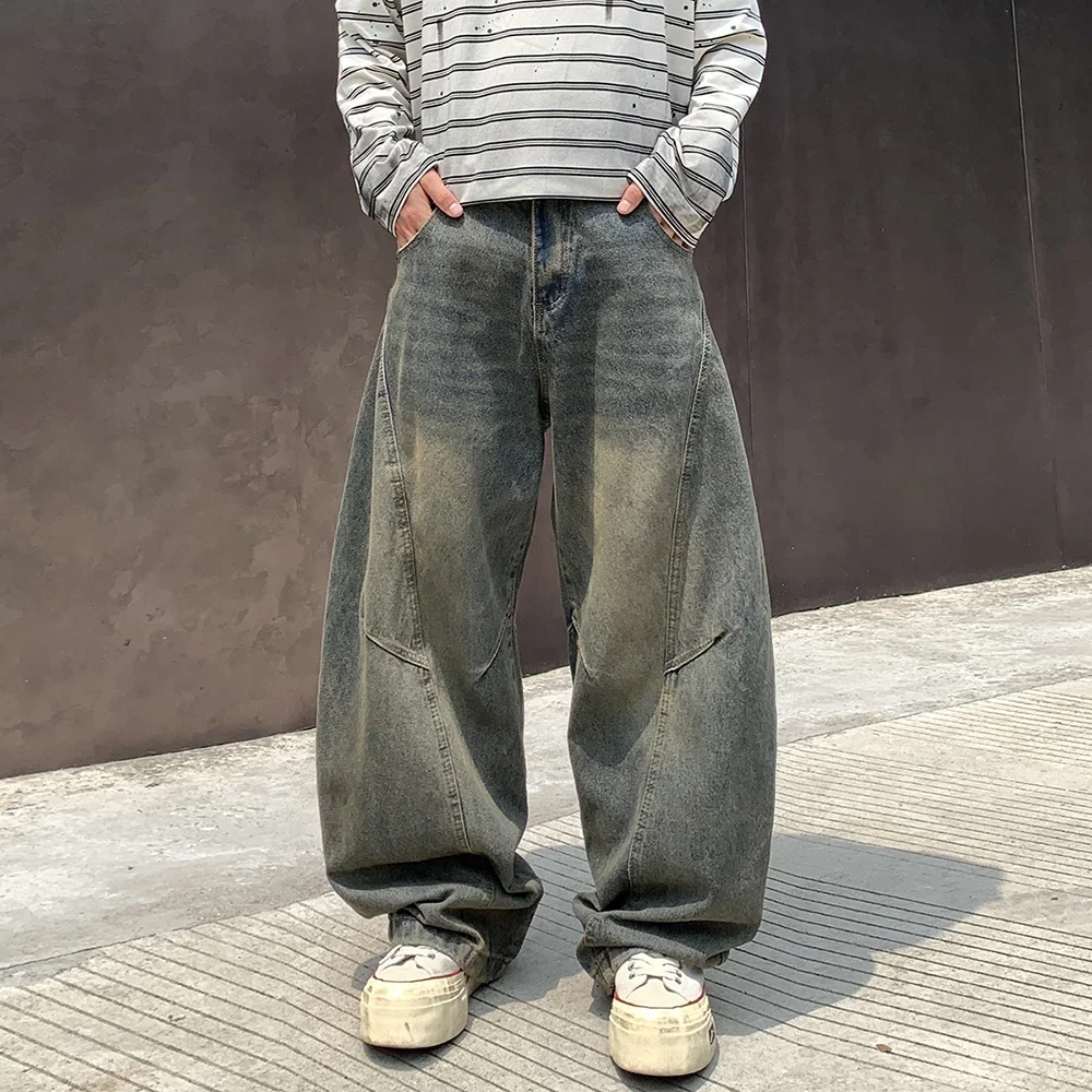 Moda urbana Hip-hop Retro lavado Jeans para hombres Y2k americano pantalones de pierna ancha sueltos nuevos pantalones vaqueros casuales pantalones vaqueros manguera Herren