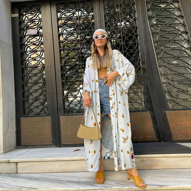 Cárdigan tipo kimono de longitud media, holgado, Retro europeo y americano, para verano, playa, protección solar, Bikini, traje de baño, abrigo fino, albornoz de otoño