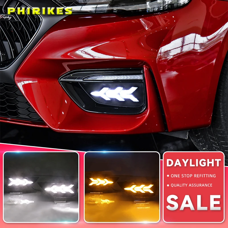 

1 Pair Car LED Daytime Running Lights White Yellow Blue Running Turn signal DRL For MG6 MG 6 2020 Fog Lamp Covers