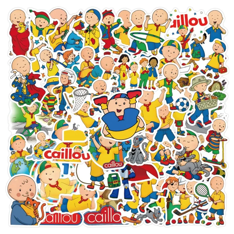 55 pçs animação caillou graffiti adesivos decalques mala computador portátil guitarra decoração diy crianças clássicos brinquedo
