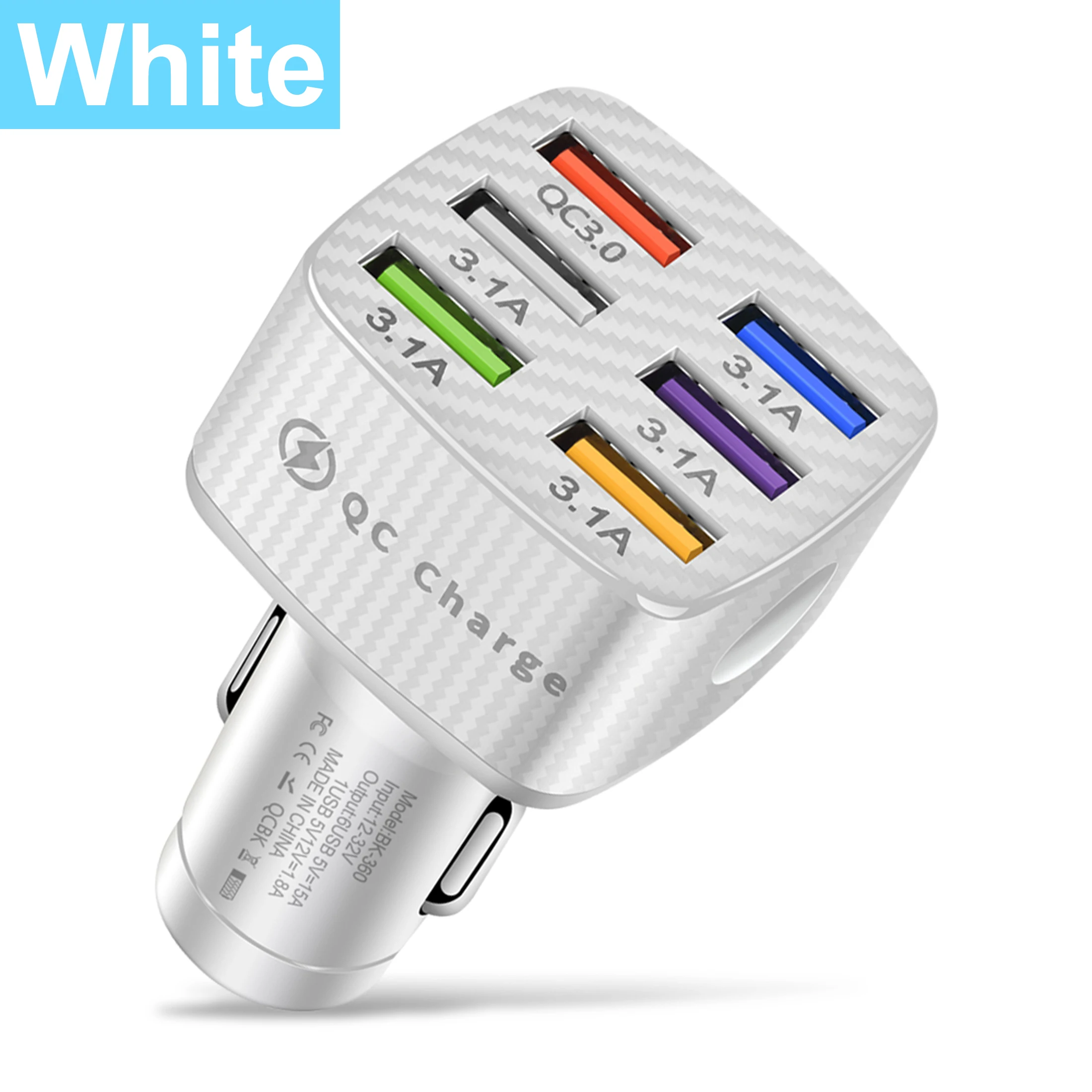 6 Ports 75W USB Car Charger Type C USB-A Car Fast Charging QC3.0 PD Car Phone Chargers Adapter For iphone Xiaomi Huawei Samsung