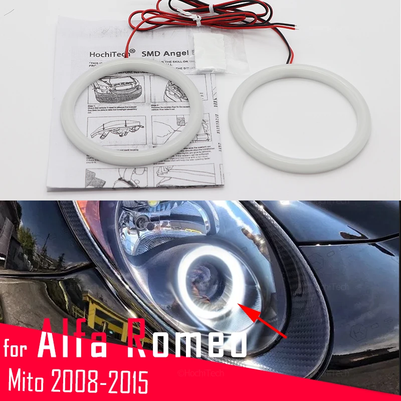 

Для Alfa Romeo Mito 2008 - 2015 автомобильные аксессуары Хлопок молоко 6000K светильник SMD светодиодсветодиодный ангельские глазки комплект кольца Halo