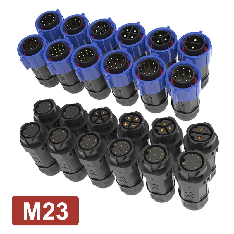 M23 الذاتي قفل موصل كابل مقاوم للماء IP68 2-25Pin لوحة الجبهة/الخلفية Avation التوصيل المقبس ذكر أنثى الخيوط لحام مشترك