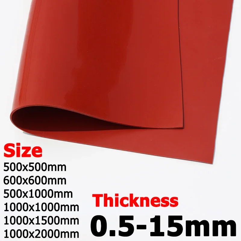 

Red Silicone Rubber Sheet High Temp Resistance Silica Gel Plate 500x500 500x1000 500x1500 500x2000 1000x1000 1000x1500 1000x2000