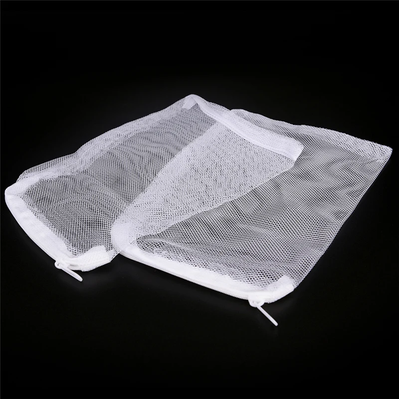 Aquarium Mesh Media Filter Bags 10Pcs Reusable Plastic Zipper Fine Mesh Bags For Fish Tank Activated Carbon Charcoal Bio Balls