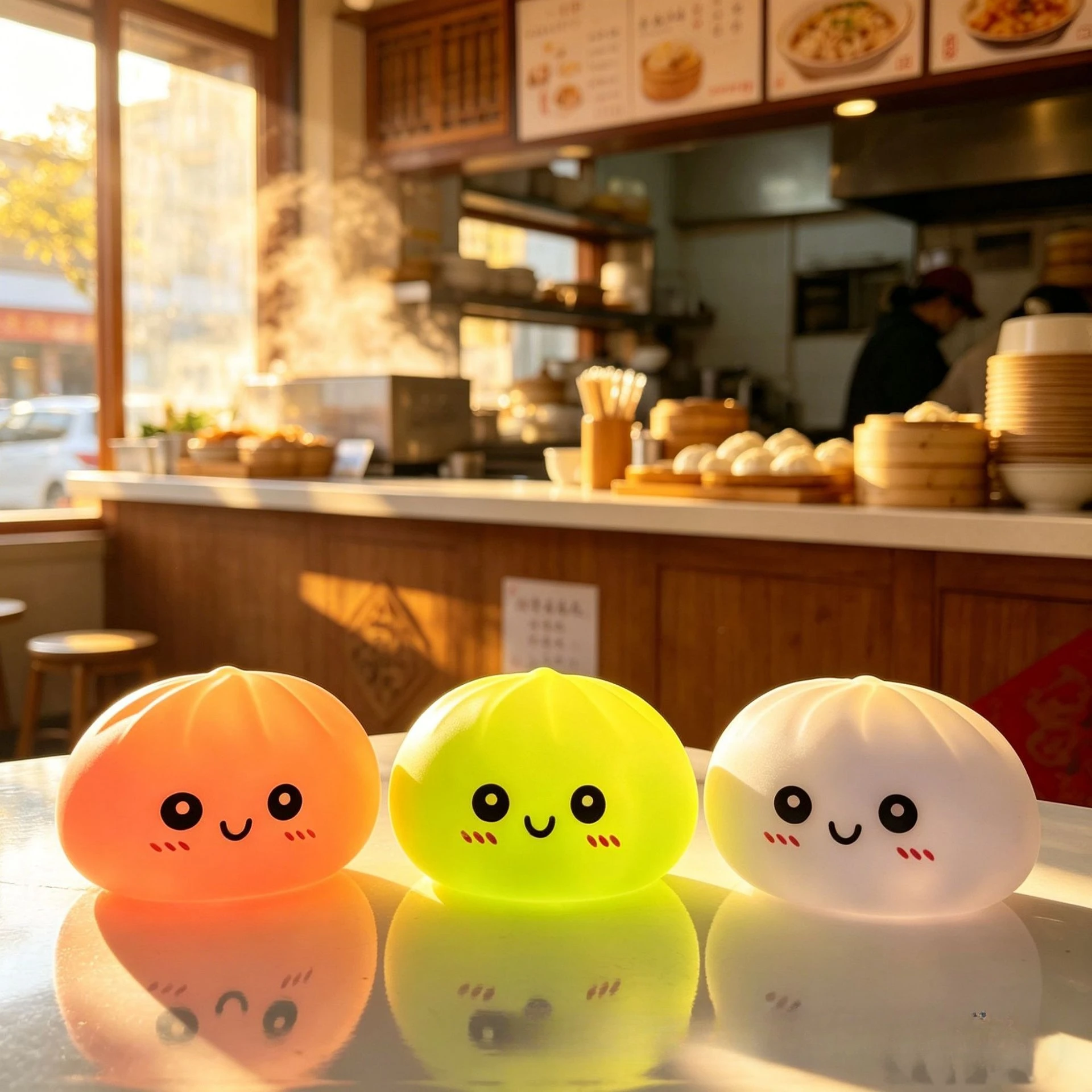 LED Bun Squishy, Glowing Stress Ball, Light-up Bubble Spitting Bun, Realistic Steamed Bun, Aesthetic Desk Decor, New