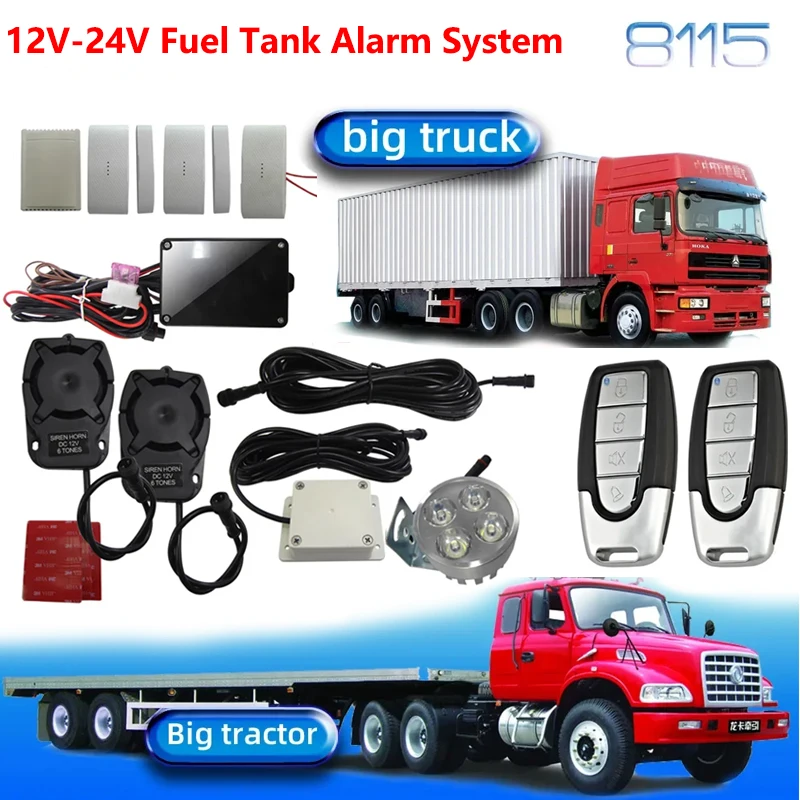 Excellent 12V/24V Truck Anti-stolen oil burglar alarm system radar vibration loudly alarm prevent oil theft Trucks Accessories