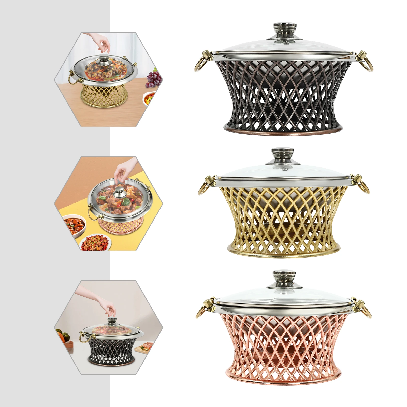 Imagem -02 - Xiaomanyao-round Chafing Dish And Buffet Grupo Fogão a Álcool Fogão de Jantar Opções de Cores Disponíveis