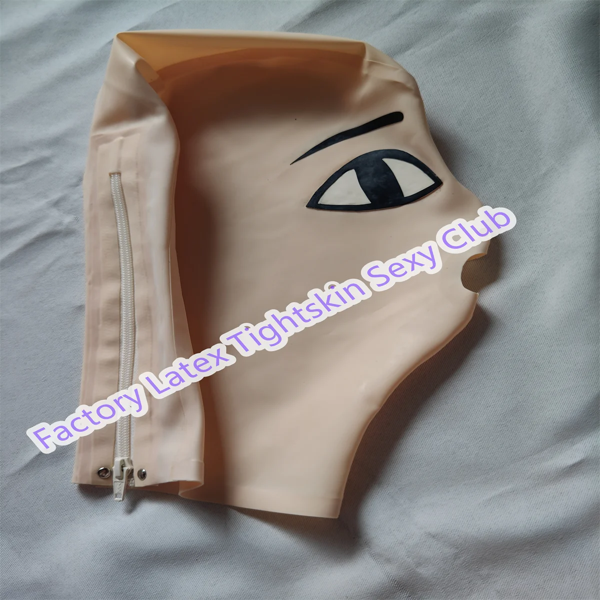 

Latex Hood Baby Pink Color with Zip Catsuit Rubber Mask Cosplay Club Wear Costume