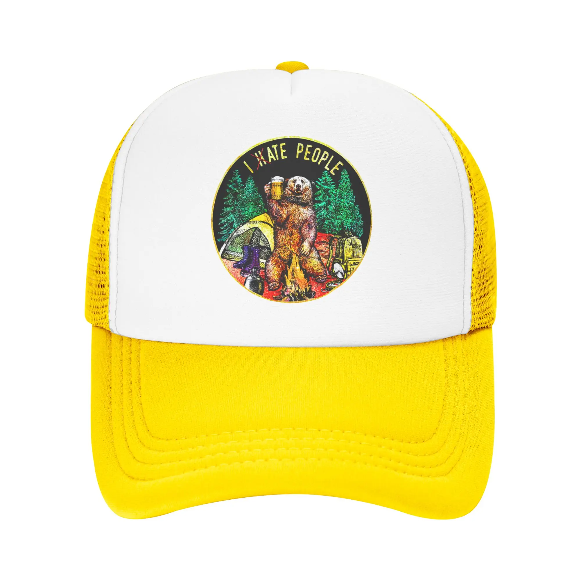 I Hate People Bear Camping Baseball Cap Outdoor Men Women's Adjustable Adventure Capmer Trucker Hat Spring Personalized Dad Hat