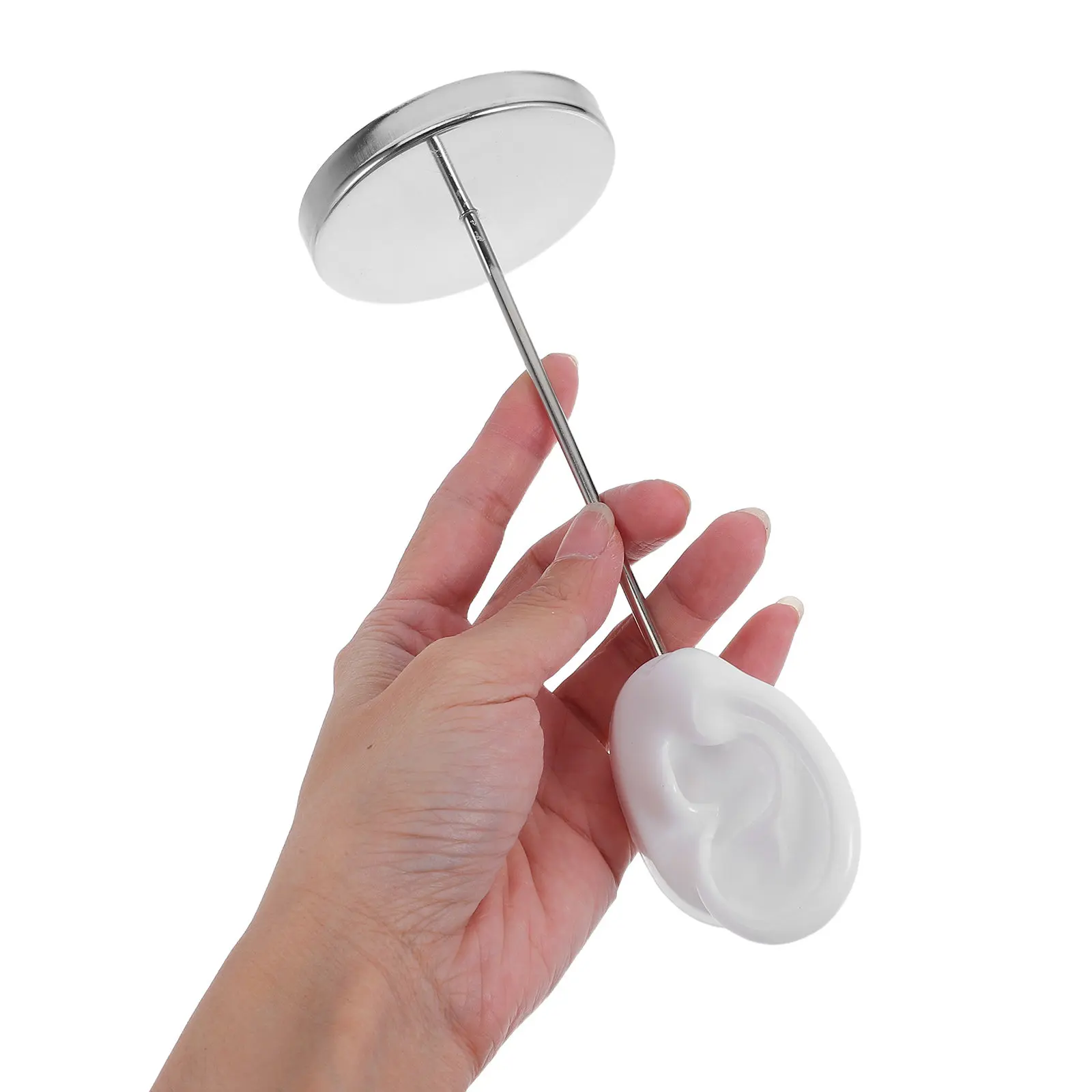 

1Pair Ear Shaped Earring Display Stand Holder Silicone Jewelry Organizer Metal Base Countertop Rack for Earrings Showing