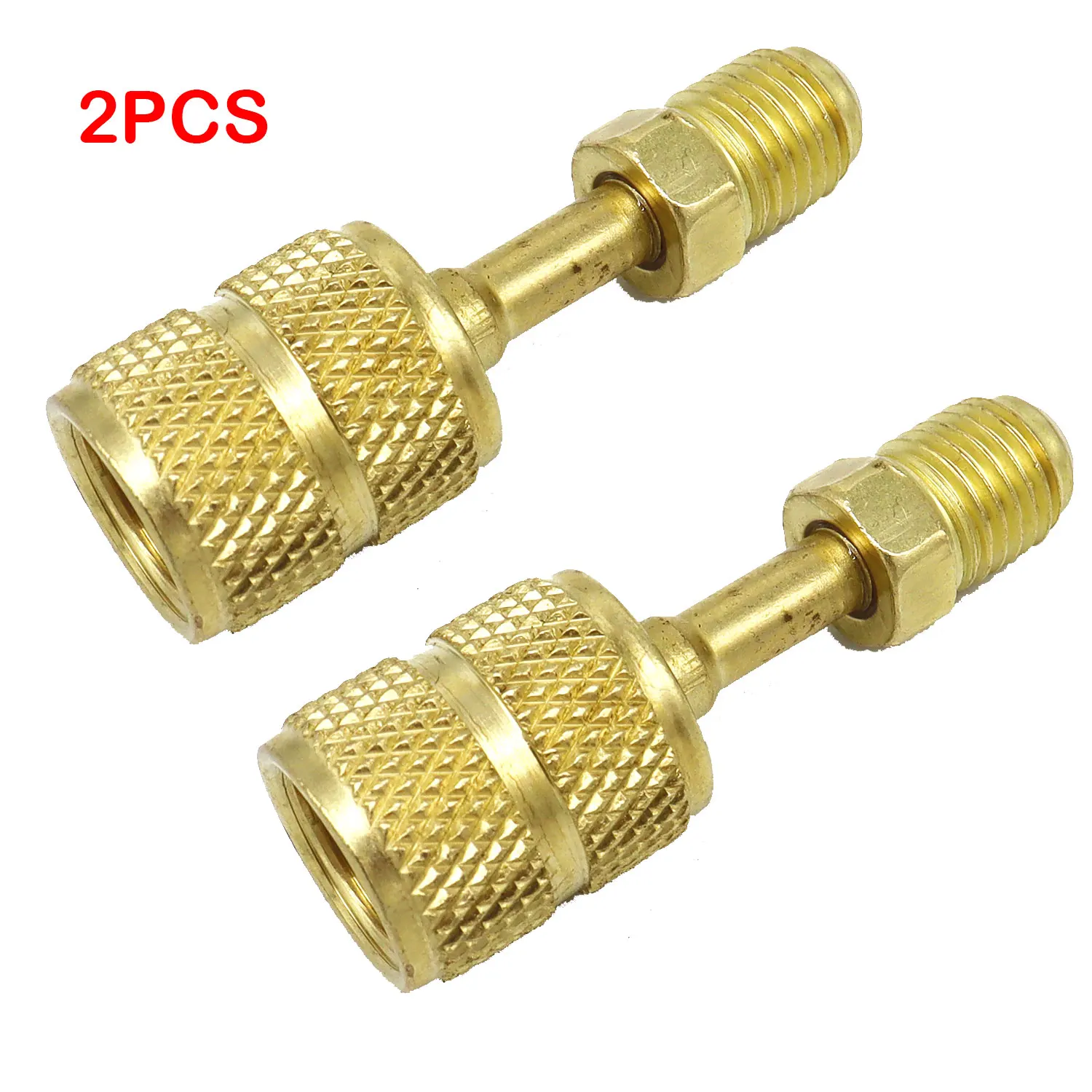 2PCS R410A Mini Split Adapter, HAVC Hose Adapter with 5/16 inches SAE Female to 1/4 inches SAE Male Straight / Angled Adapter