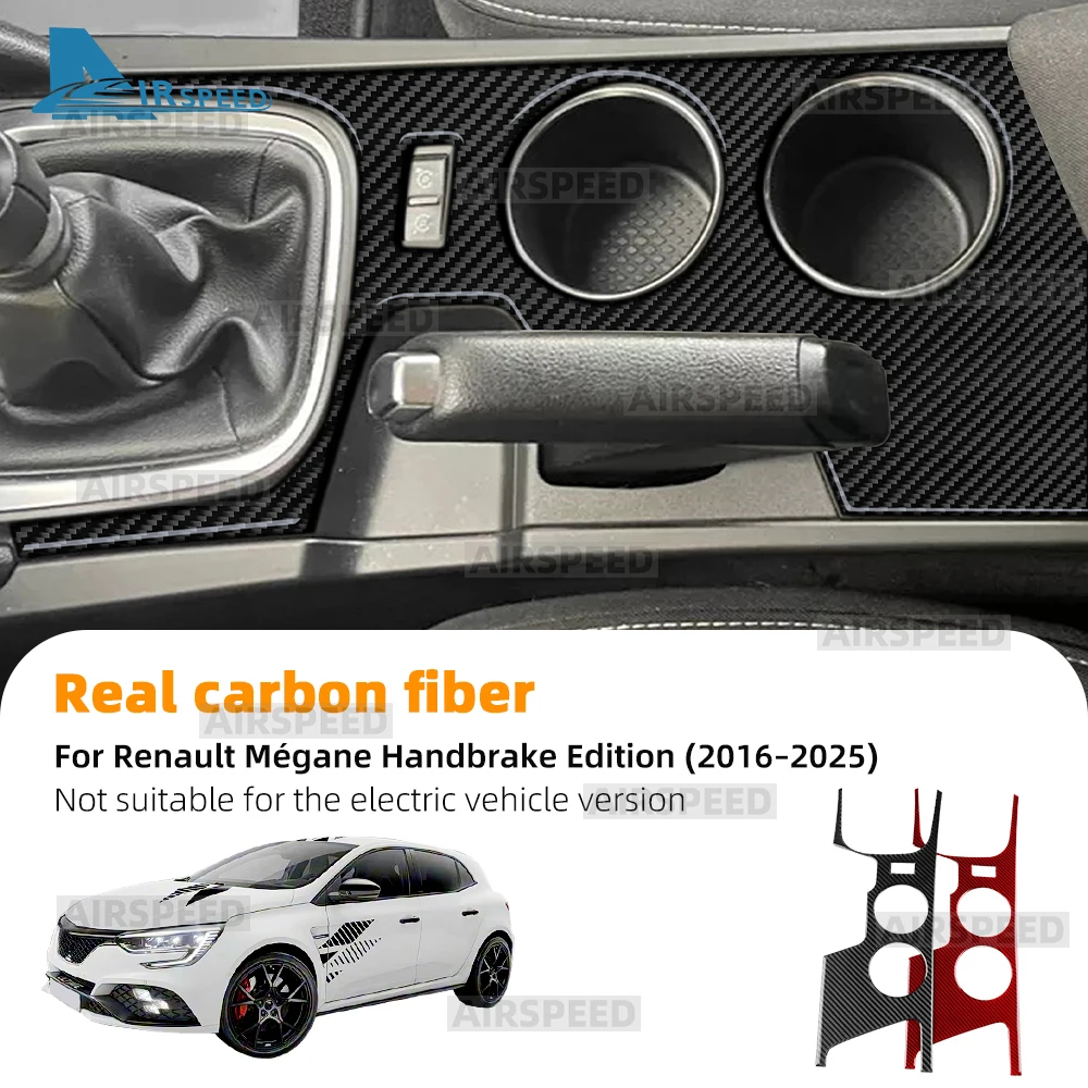 

For Renault Megane 4 2016 2017 2018 2019 2020 2021 2022 2023 2024 2025 Soft Carbon Fiber Sticker Car Handbrake Cup Holder Frame