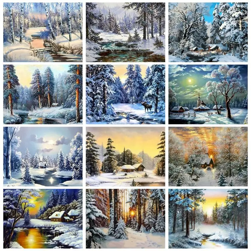 

GATYZTORY Modern Painting By Numbers Handmade Canvas Painting Landscape Interior Paintings Personalized Gift
