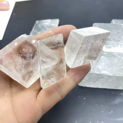 Natural Transparent Raw White Optical Calcite Iceland Spar Mineral Specimen Healing Stones Quartz Home Decor