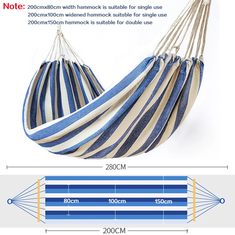 Hamaca de lona gruesa y doble ancho, hamaca portátil para exteriores, columpio Individual Doble antideslizante para interiores y exteriores, hamaca