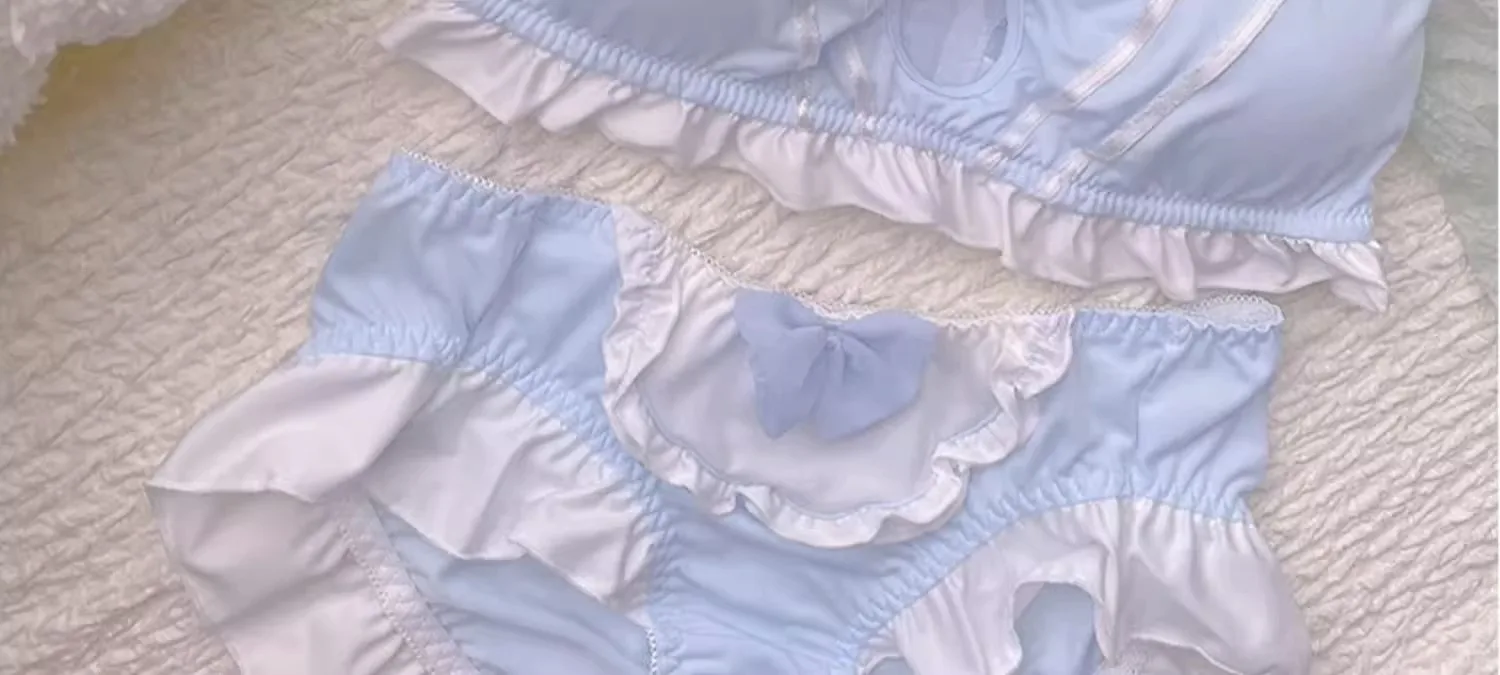 MOYISU Kawaii Lolita BH-Set mit Hasenohren-Ausschnitt, ohne Bügel, weiches, süßes, für kleine Brüste, sinnliches Dessous-Set AB JapanYa Ma Die – Detail 15