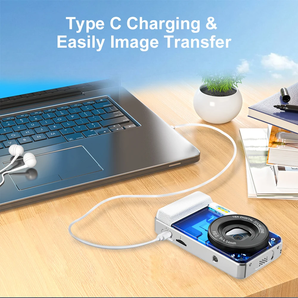 Цифровая камера Vandlion A60, 2,8 дюйма, TFT-экран, 2000 мАч, большая емкость аккумулятора, запись экрана Type-C OTG, 4K, UHD, автофокус, запись