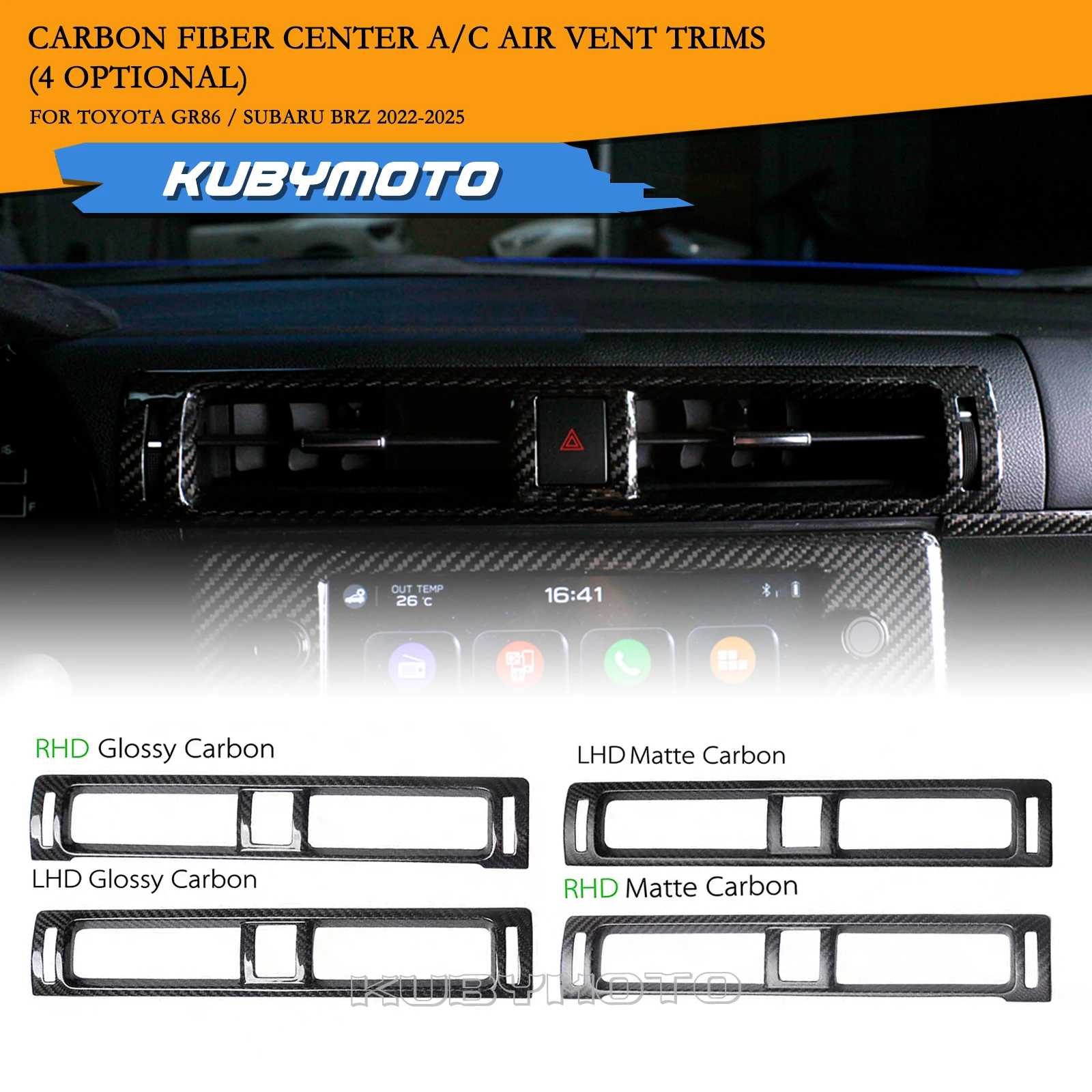 

1 шт., внутренняя консоль автомобиля, приборная панель, боковая крышка вентиляционного отверстия, наклейка для Subaru BRZ Toyota GR86 2022-2025