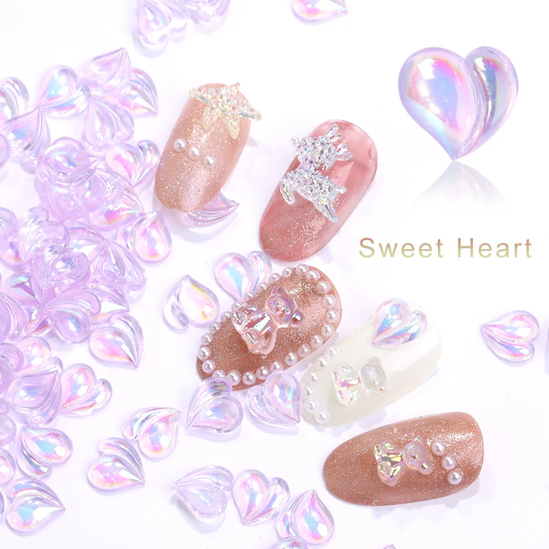 100/50PCS Figures For Kawaii Nail Heart Decorations Resin Parts Supplies ABS Kit Professional Set Cute Japan Accessories 3d