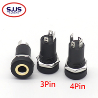 【10-5PCS】PJ392A  3Pin 4Pin 3.5MM Audio Jack Socket 3 Pole Black Stereo Solder Panel Mount Gold With Nuts PJ-392A PJ-391A