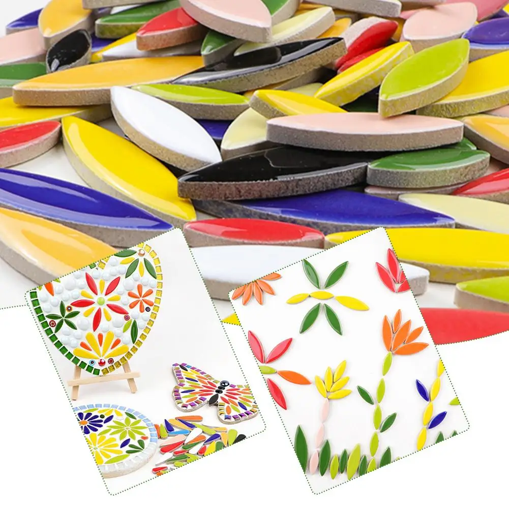 100g DIY Willow Petal Ceramics Mosaic Material Color Irregularity Special Shaped Ceramic Patch Suitable For Decoration Room