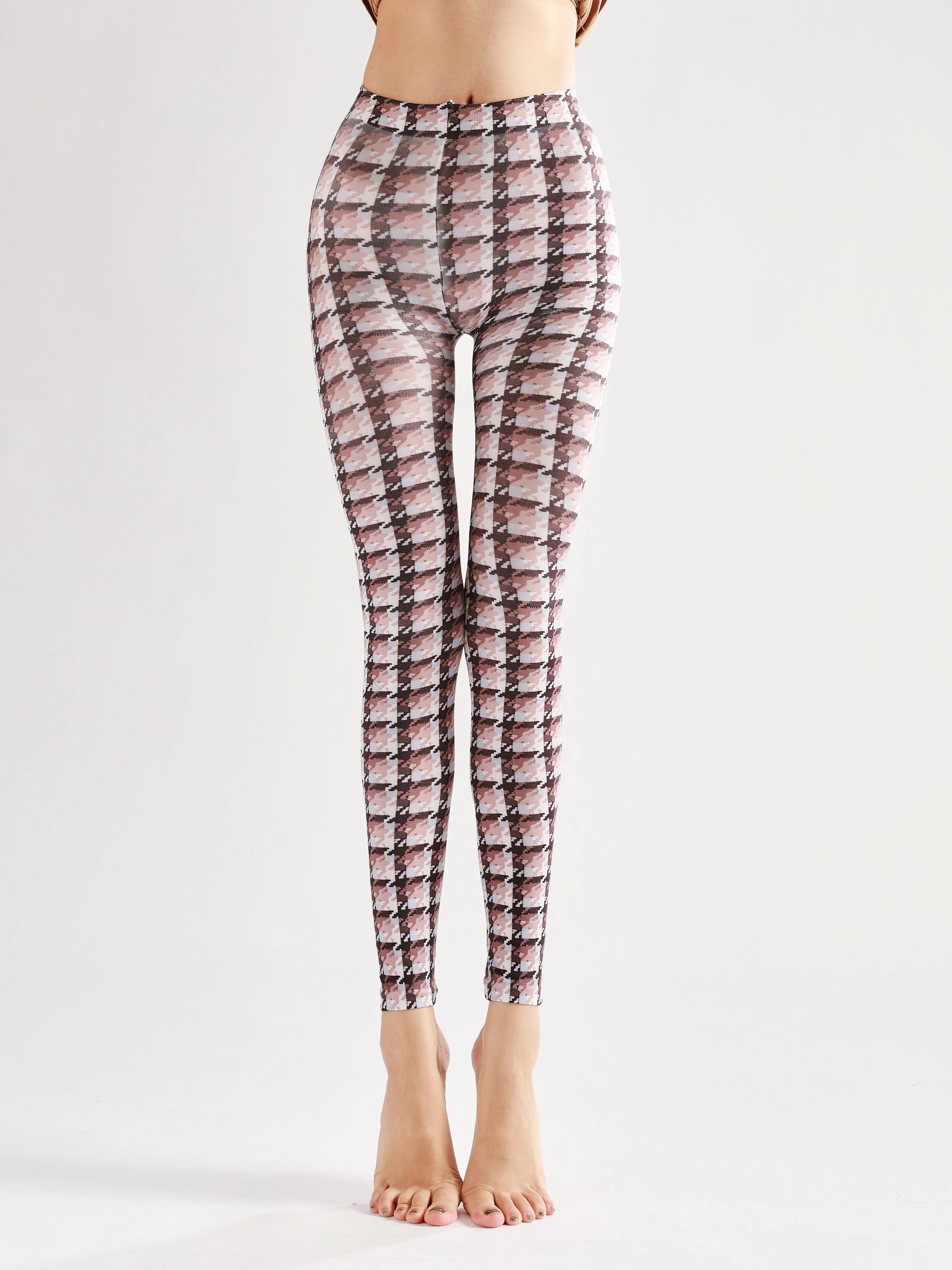 Sahabowi brow swallow grids patterns nove pantaloni leggings digitali morbidi opachi per le donne