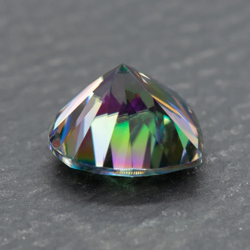 Pietra Moissanite Taglio a cuore Colore verde arcobaleno Qualità estremamente lucida Ciondoli avanzati Gioielli Anelli Orecchini Creazione di