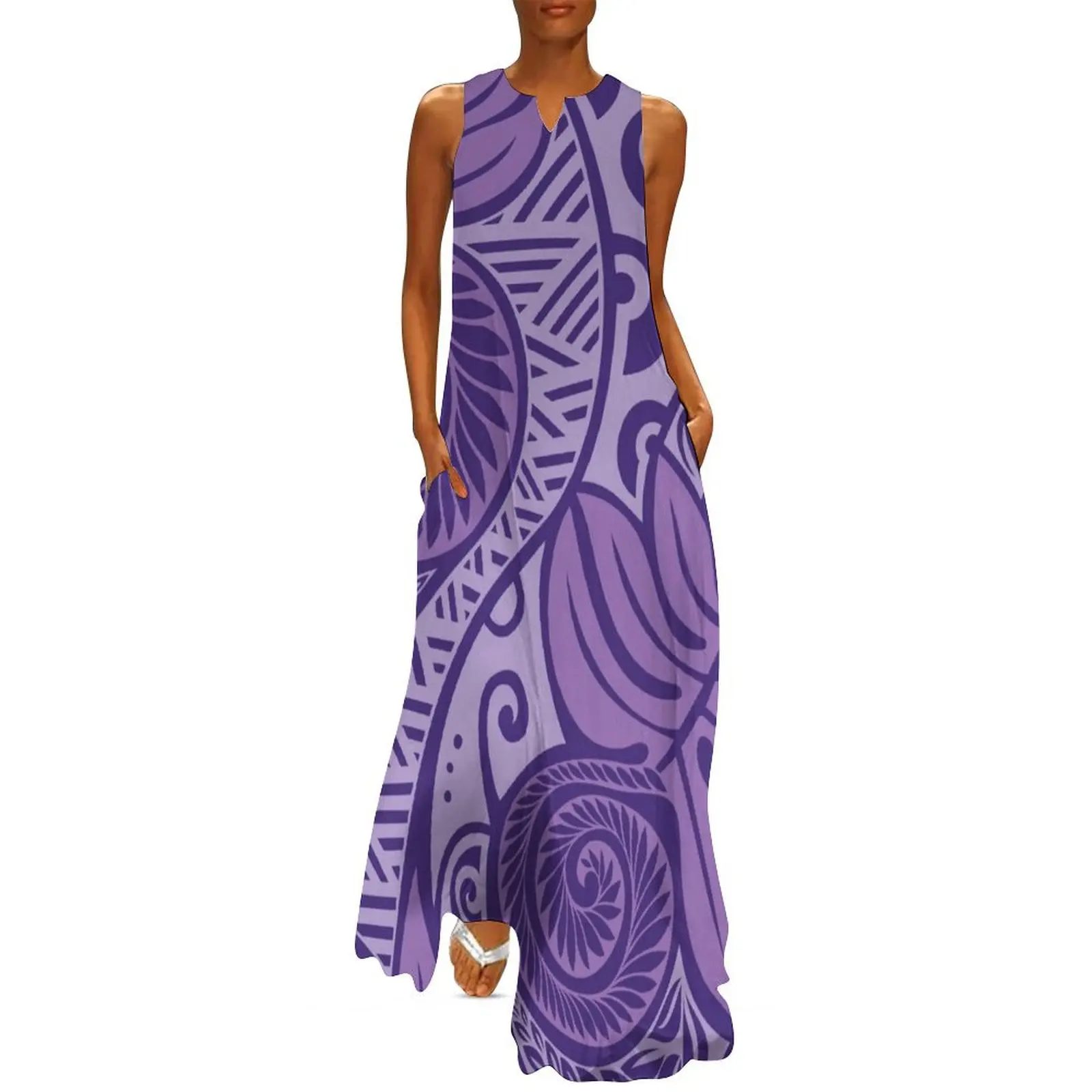 

Hawaiian ulu breadfruit shades of purple design Long Dress Long dress woman ceremony dresses ladies dresses for special occasion