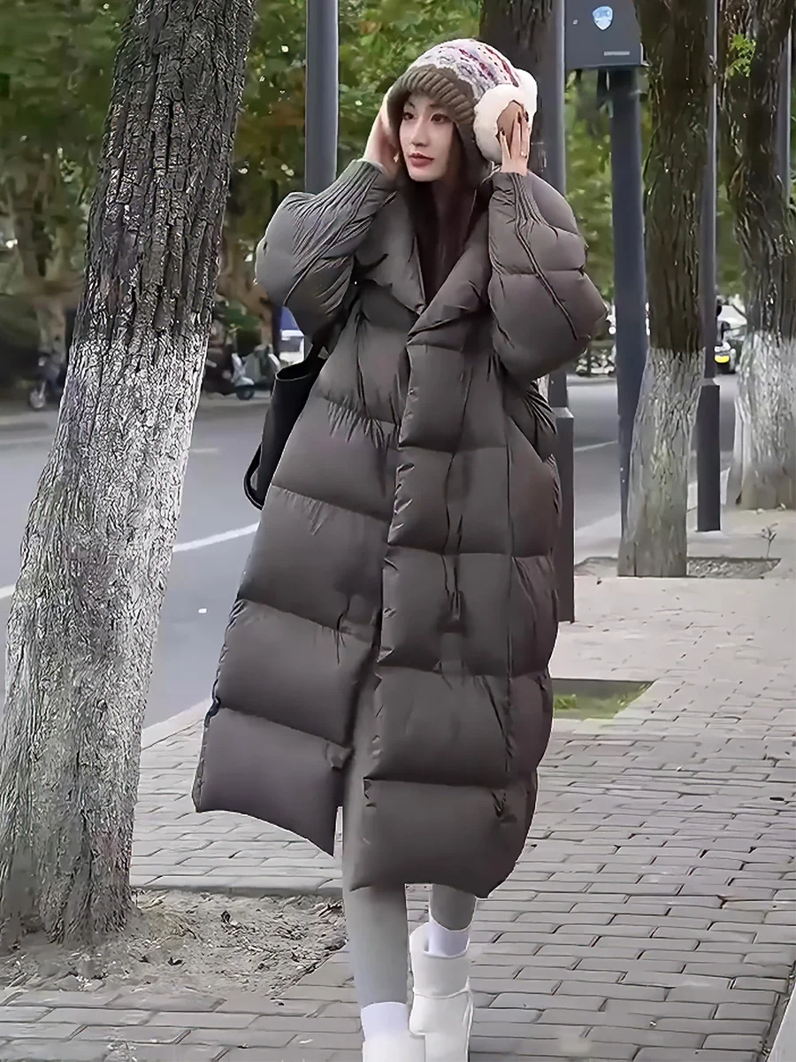 Chaqueta Acolchada de Plumón para Mujer, Color Blanco, con Forro de Felpa, Cuello Alto, Abrigo Cálido de Longitud Media, Versátil y a la Moda