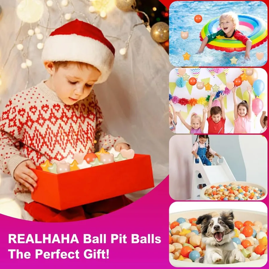Star Ball Pit Ball Balls con forma de oso y corazón, para niños pequeños, bebés, parque infantil, piscina, cachorro, perro, gato, juego, 50 piezas