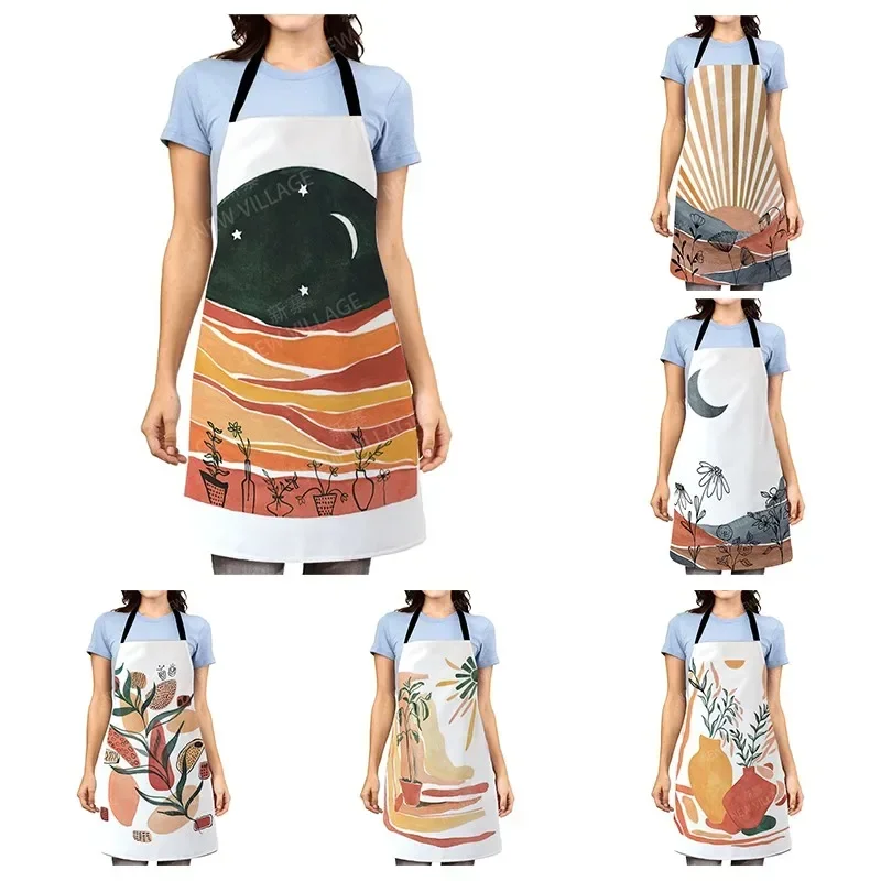 nordic Aesthetic Women kitchen apron kids original Children Waterproof girl princess waiter work apron oil proof boho plant