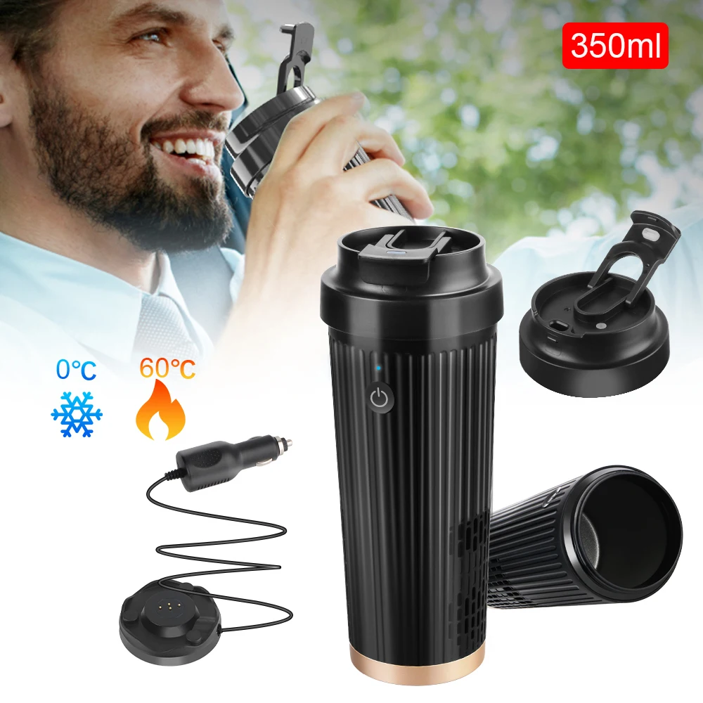 0° C-60 ° C Cooling/heating Electric Kettle Heat Preservation LCD Display Water Warmer Bottle 350ML Car Cooling Heating Cup 12V