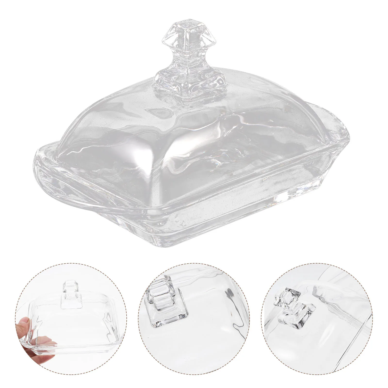

1Set Covered Butter Dish Glass Butter Dish Transparent Tray Cheese Storage Holder Lid Fresh Keep Kitchen Supply Container