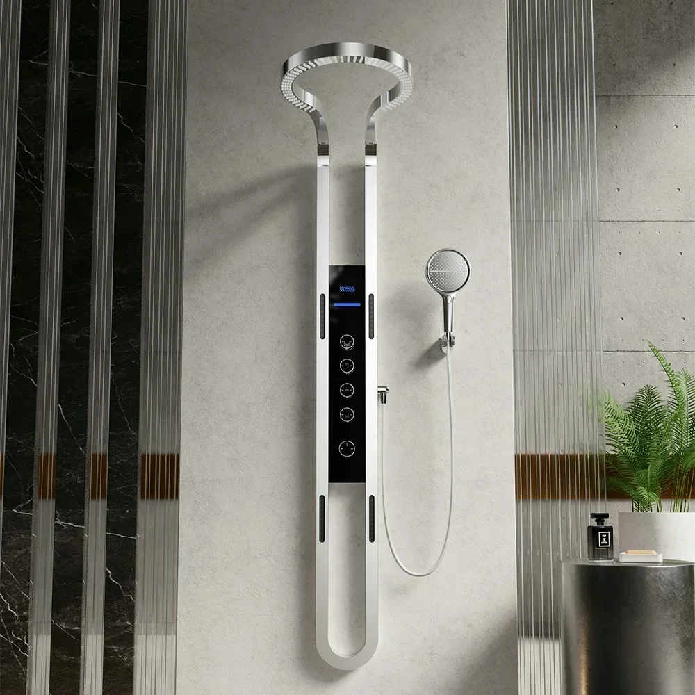 New arrival stainless steel sprinkler massage jet spa shower douche panel led digital display waterfall shower mixer