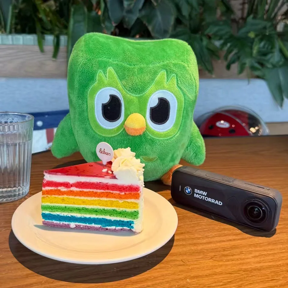 Auf Lager: Niedliches Grünes Duolingo Cartoon-Adler-Plüschtier als Kinderbegleiter und Geburtstagsgeschenk – Detail 4