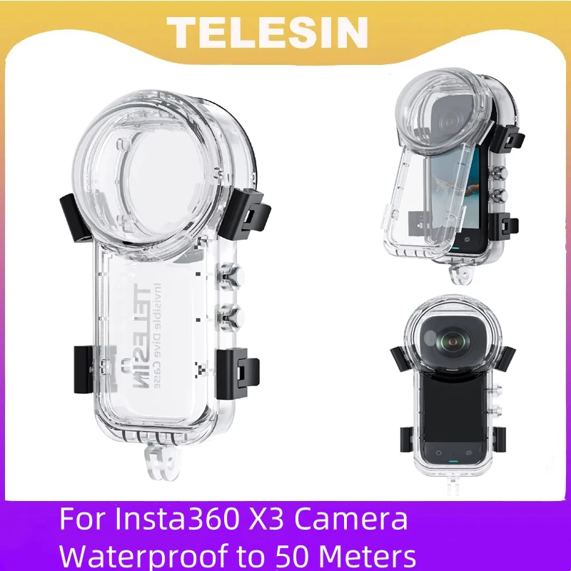 

TELESIN подводный невидимый водонепроницаемый чехол для Insta360 X4 50 м корпус для дайвинга чехол для Insta360 X4 аксессуары