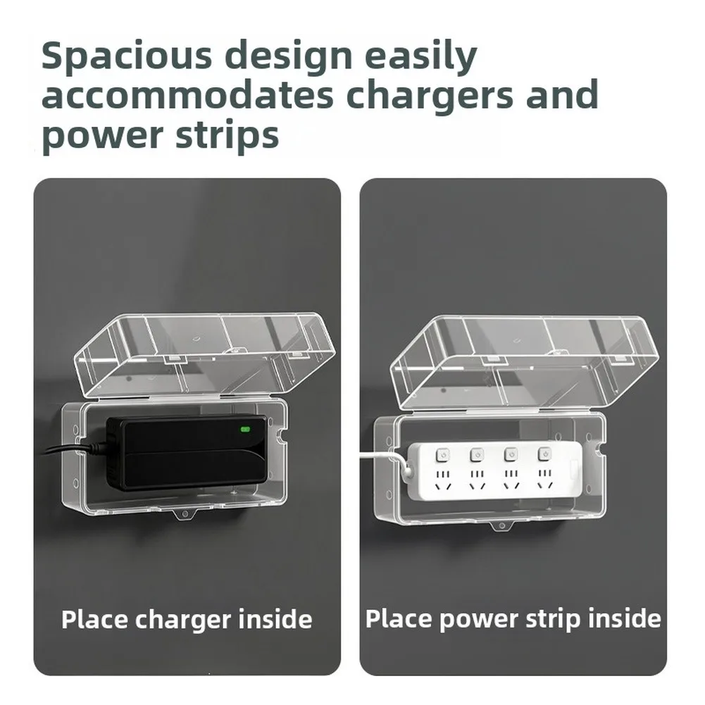 Waterproof Power Strip Protection Box With Drainage, 4-Socket ABS Electrical Enclosure For Indoor Outdoor Use, White