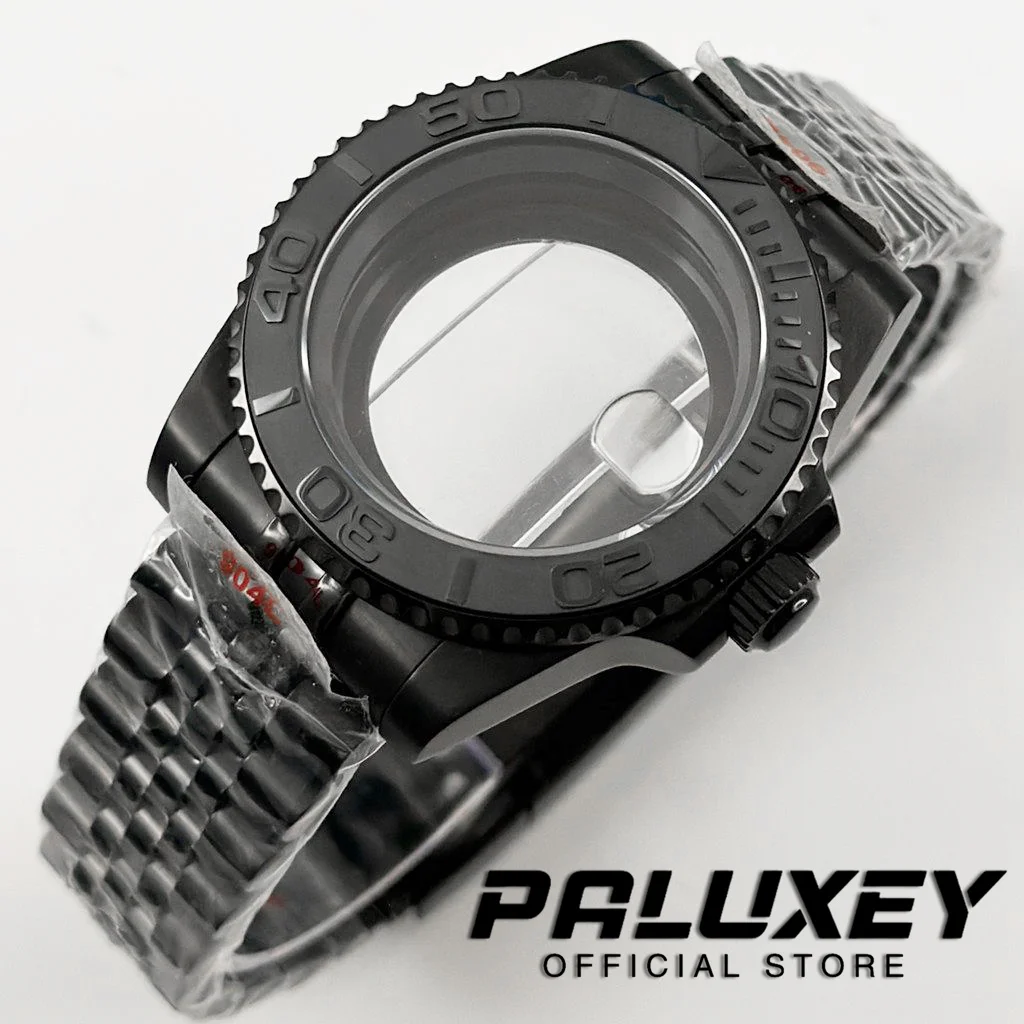 무브먼트 사파이어 글래스 시계 케이스 글라이드 잠금 걸쇠, NH35, PVD 블랙, 40mm 다이버 방수 핏, NH34, NH35, NH36, NH70, NH72, ETA2824