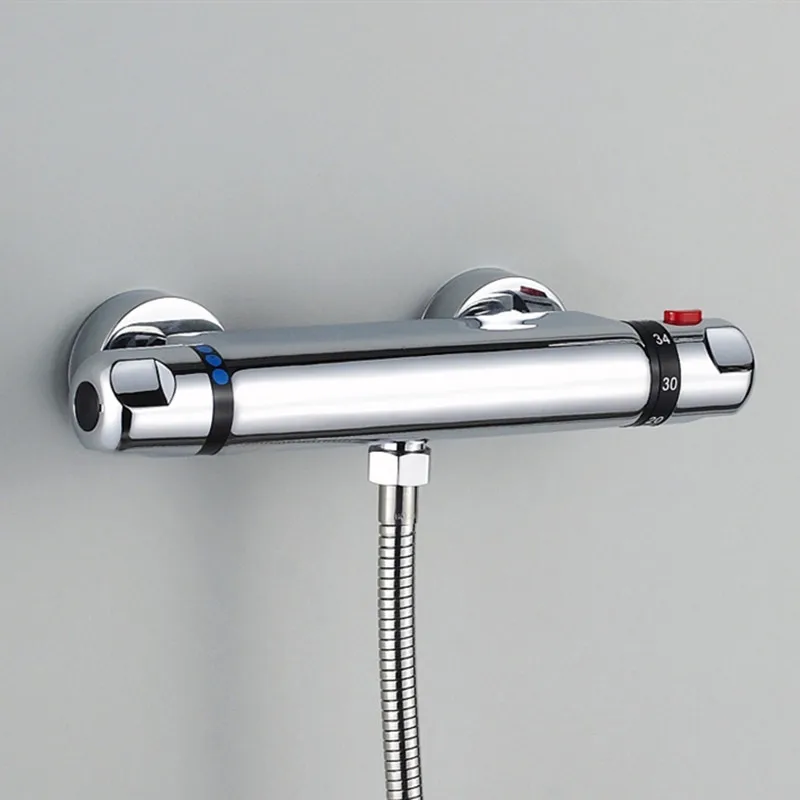 

Thermostatic Shower Mixer Brass Chrome Wall Mounted Dual Control Bathroom Thermostatic Shower Mixer Taps Bathroom Accessories