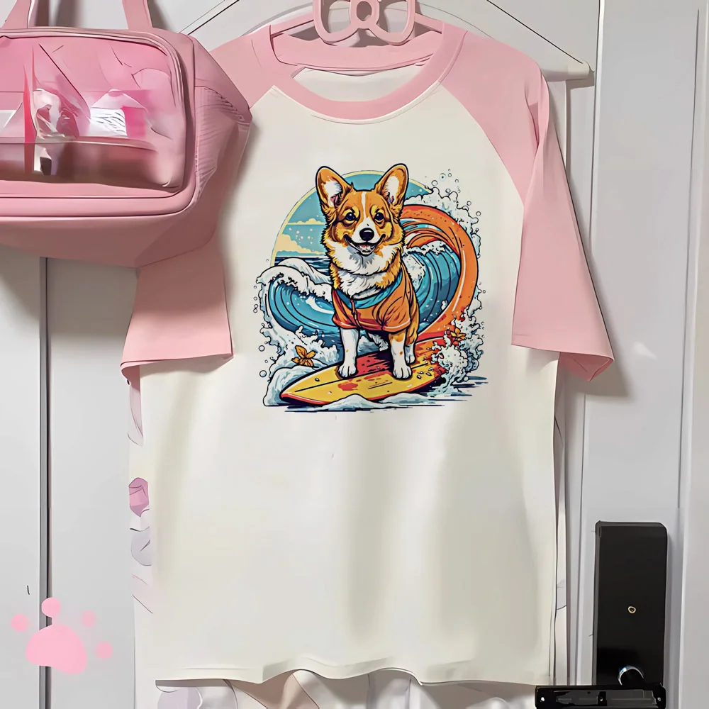 Corgi t shirt women graphic Tee girl Japanese clothing