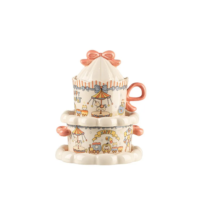 Ceramic cup set Cartoon water cup, coffee cup gift Ceramic tableware