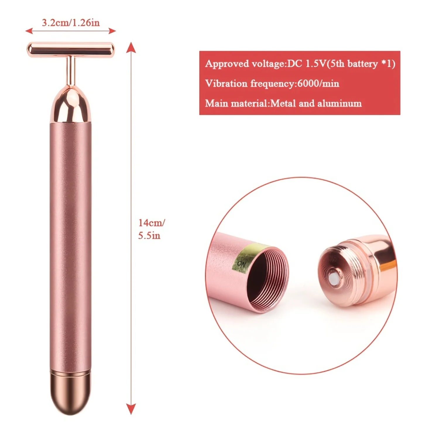 4 in 1 Rose Quartz Jade Roller Face Eye Massager - เครื่องมือความงามยกรูปตัว T/V แบบสั่น