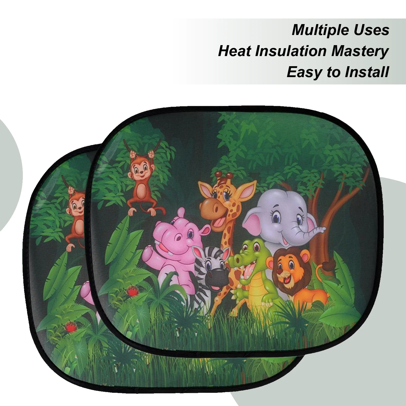 

Car Window Covers Cartoon Animal Static Cling Window Shade Cartoon Glare Blocker Mesh Shield Protection Electrostatic Adsorption
